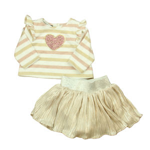 Pippa &Julie Girls Pink | Gold Stripe Apparel Sets size: 12 Months